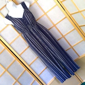 Sleeveless Jumpsuit Navy Rayon